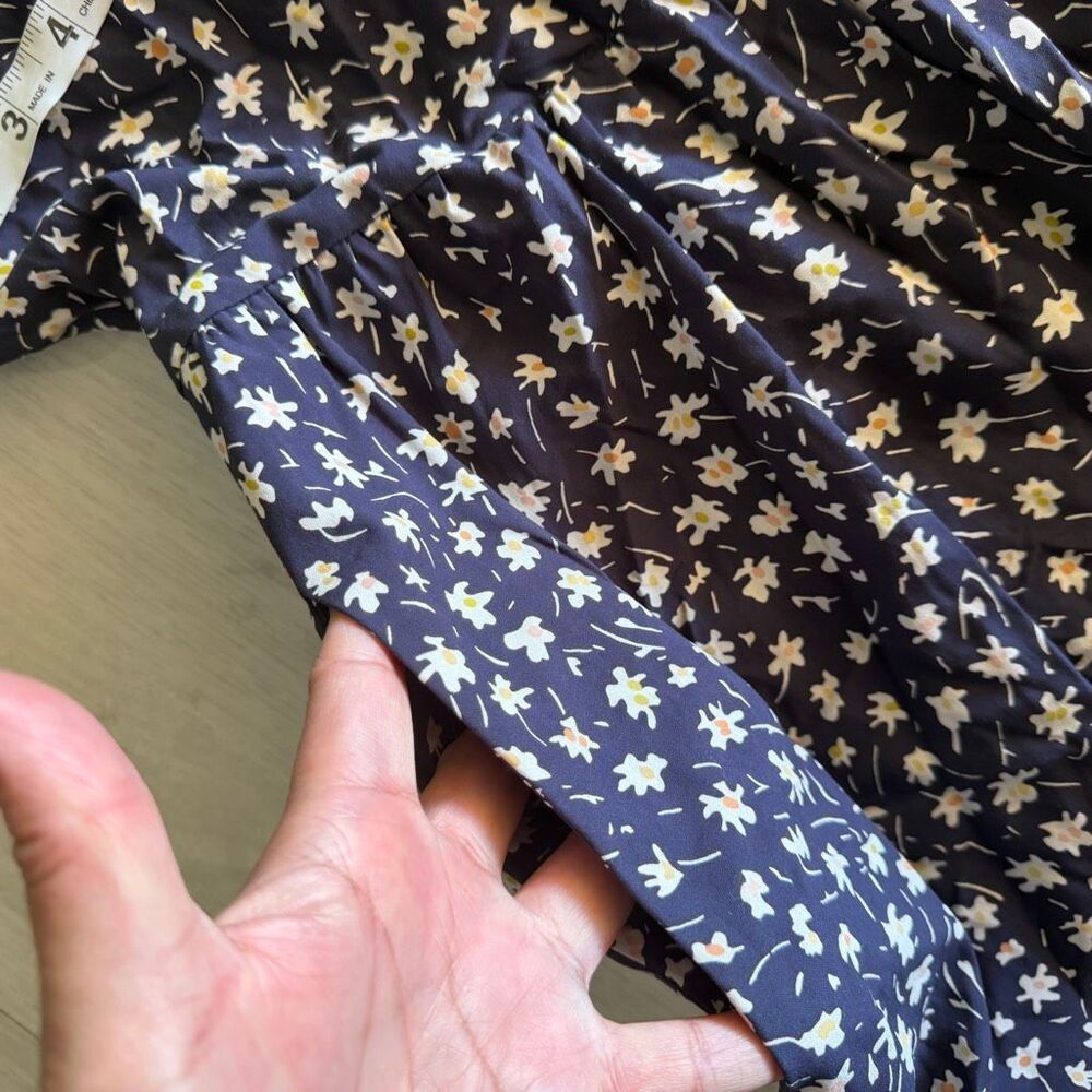 Madewell navy blue ditsy floral midi dress size xs - Picture 6 of 9